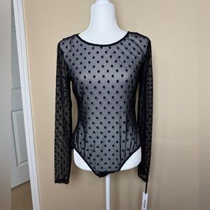 Kate Young Polka Dot Sheer Body Suit Size Large